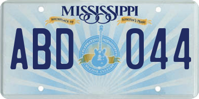MS license plate ABD044