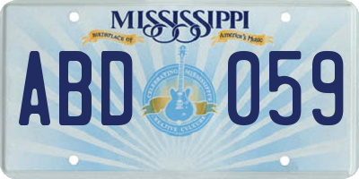 MS license plate ABD059