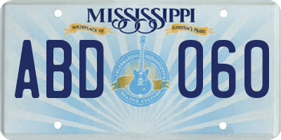 MS license plate ABD060