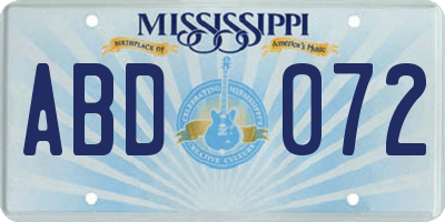 MS license plate ABD072