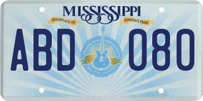 MS license plate ABD080