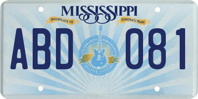 MS license plate ABD081