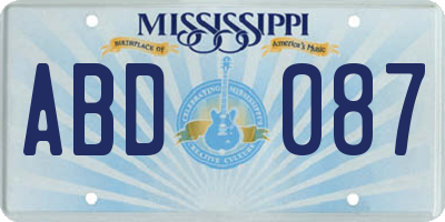 MS license plate ABD087