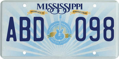 MS license plate ABD098