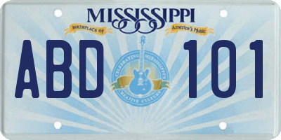 MS license plate ABD101