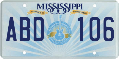 MS license plate ABD106
