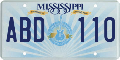 MS license plate ABD110