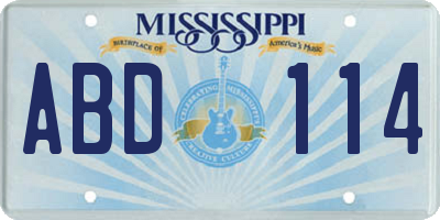 MS license plate ABD114
