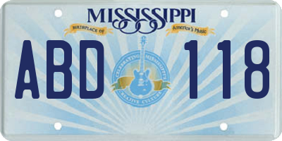MS license plate ABD118