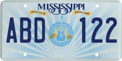 MS license plate ABD122