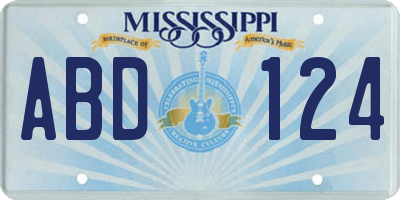 MS license plate ABD124