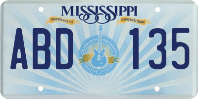 MS license plate ABD135