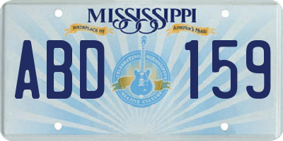 MS license plate ABD159
