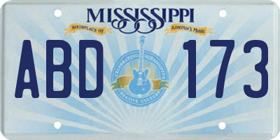 MS license plate ABD173