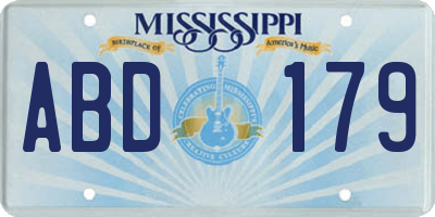 MS license plate ABD179