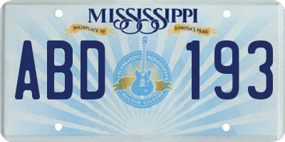 MS license plate ABD193