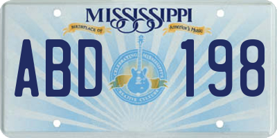 MS license plate ABD198