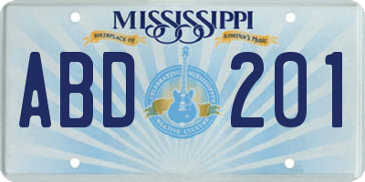 MS license plate ABD201