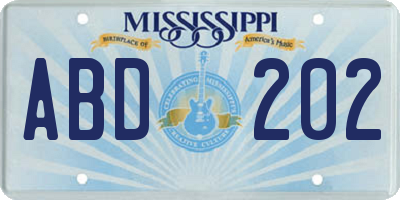 MS license plate ABD202