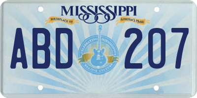 MS license plate ABD207