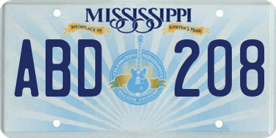 MS license plate ABD208
