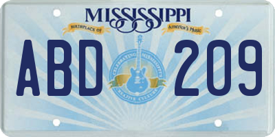 MS license plate ABD209
