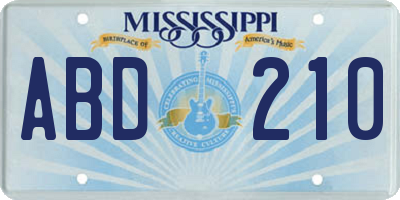 MS license plate ABD210