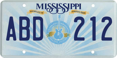 MS license plate ABD212