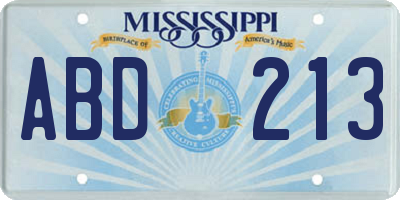 MS license plate ABD213