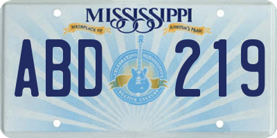 MS license plate ABD219