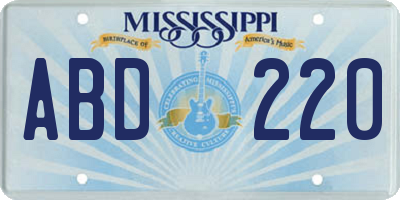 MS license plate ABD220