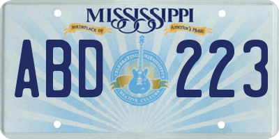 MS license plate ABD223