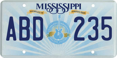 MS license plate ABD235