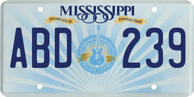 MS license plate ABD239