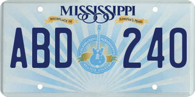 MS license plate ABD240