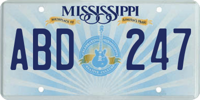 MS license plate ABD247