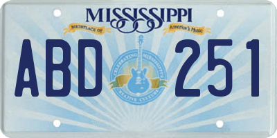 MS license plate ABD251