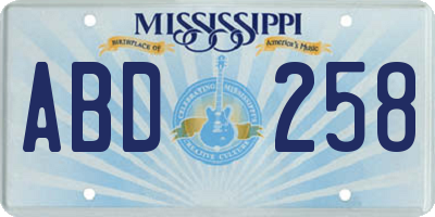 MS license plate ABD258