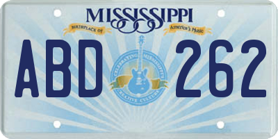 MS license plate ABD262