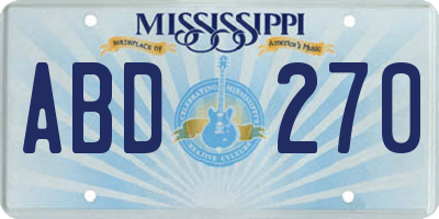MS license plate ABD270