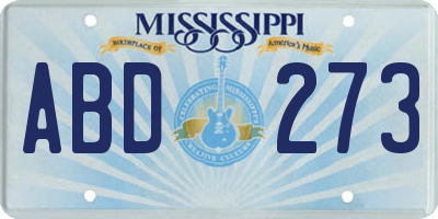 MS license plate ABD273