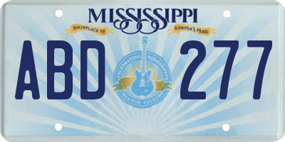 MS license plate ABD277