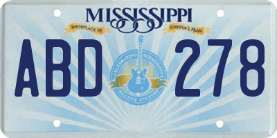 MS license plate ABD278