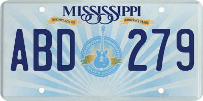 MS license plate ABD279