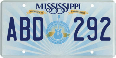 MS license plate ABD292