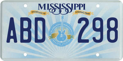 MS license plate ABD298
