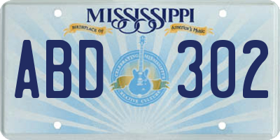 MS license plate ABD302