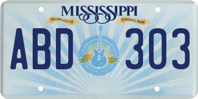 MS license plate ABD303
