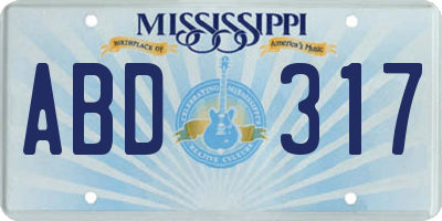MS license plate ABD317