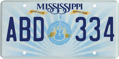 MS license plate ABD334